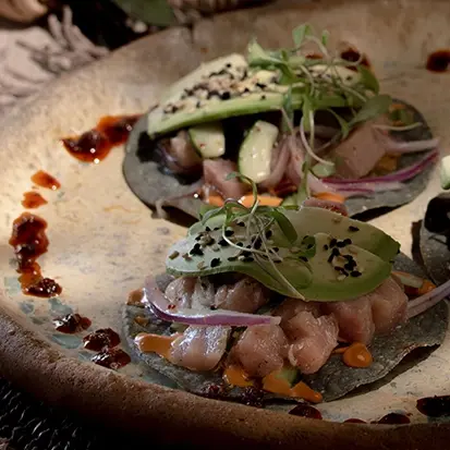 Fresh seafood tostadas