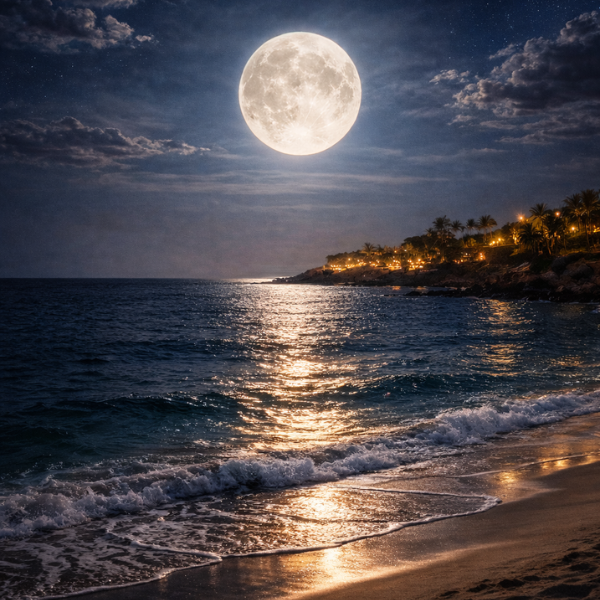 Full Moon on the Beach in Cabo