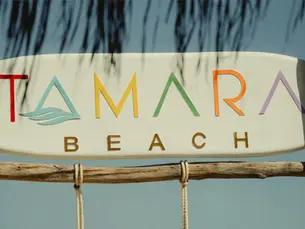 Colorful sign of Tamara Beach Cabo